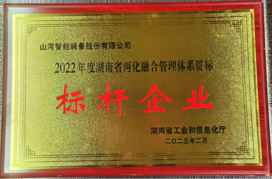點贊！山河智能獲評2022年度湖南省兩化融合管理體系貫標標桿企業