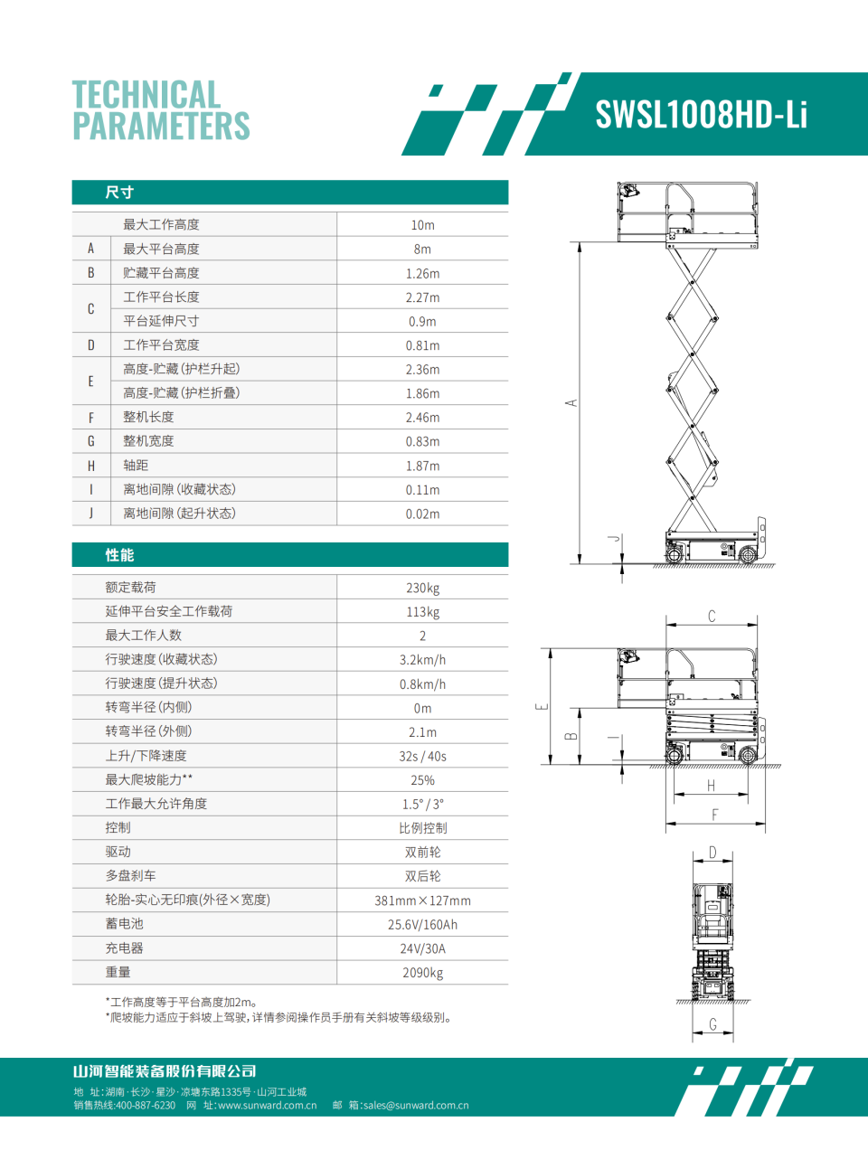 SWSL1008HD-Li 電動剪叉式高空作業平臺